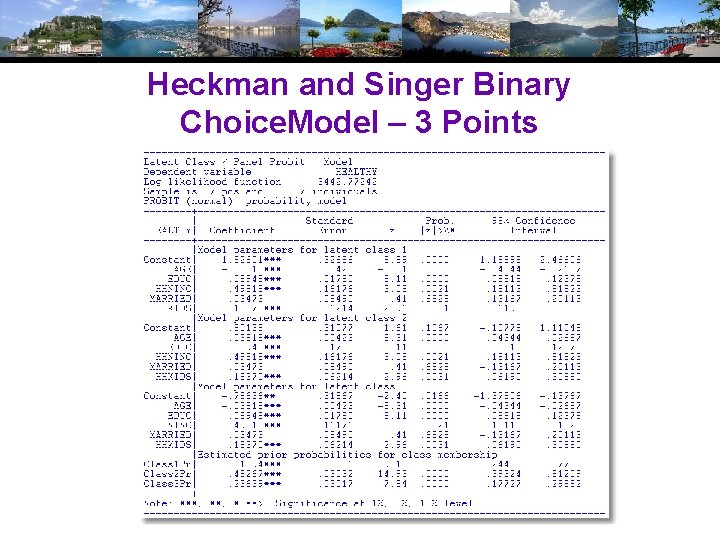 Heckman and Singer Binary Choice. Model – 3 Points 