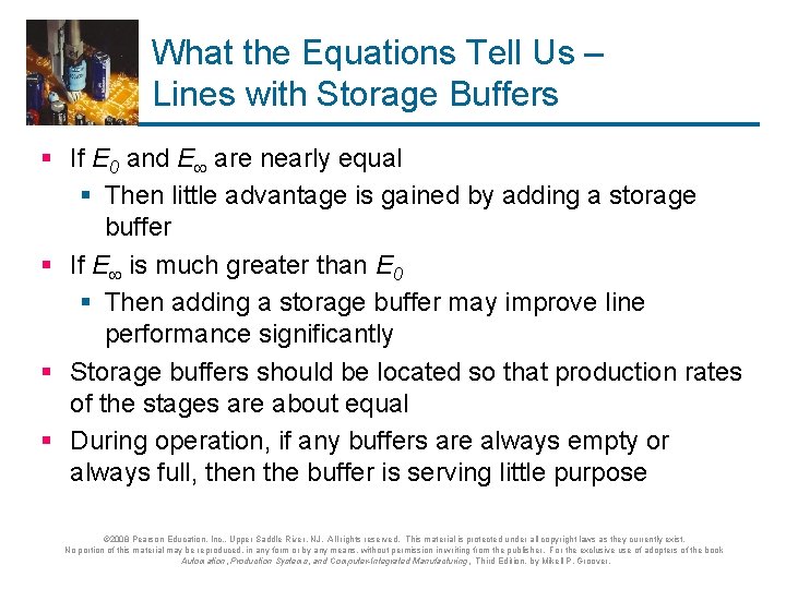 What the Equations Tell Us – Lines with Storage Buffers § If E 0