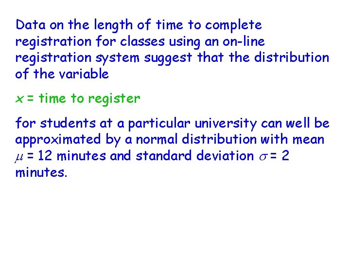 Data on the length of time to complete registration for classes using an on-line