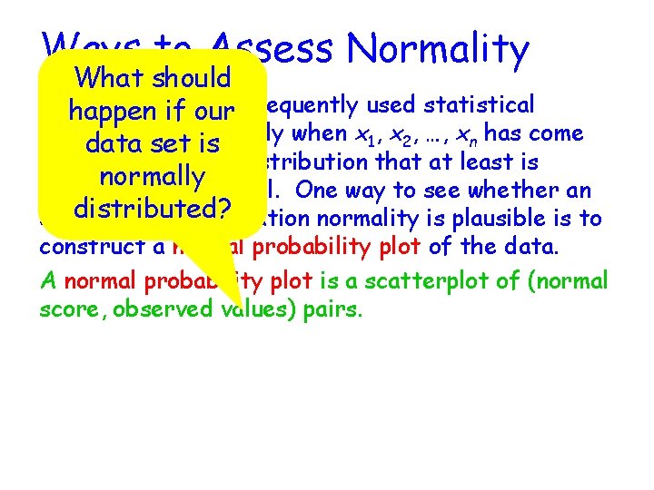 Ways to Assess Normality What should Some of theifmost happen our frequently used statistical