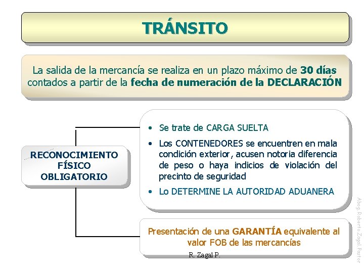 TRÁNSITO La salida de la mercancía se realiza en un plazo máximo de 30