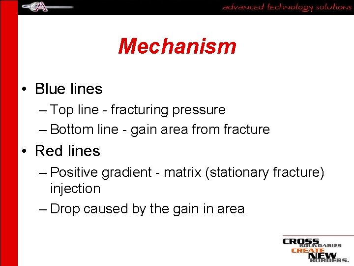 Mechanism • Blue lines – Top line - fracturing pressure – Bottom line -