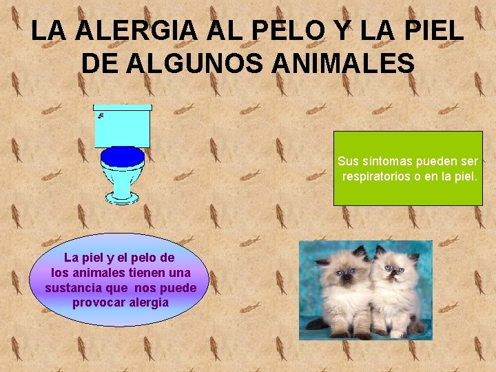 LA ALERGIA AL PELO Y LA PIEL DE ALGUNOS ANIMALES Sus síntomas pueden ser