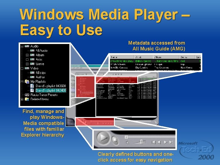 Windows Media Player – Easy to Use Metadata accessed from All Music Guide (AMG)