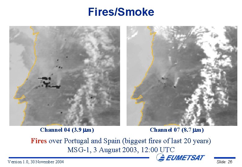Fires/Smoke Channel 04 (3. 9 m) Channel 07 (8. 7 m) Fires over Portugal