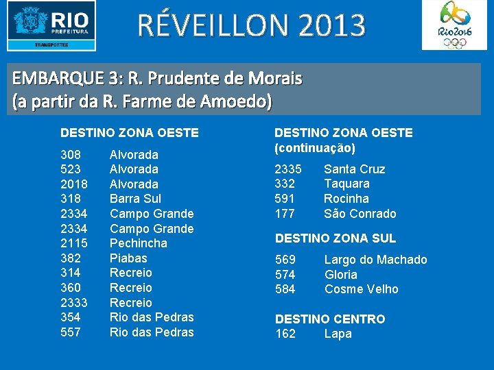 RÉVEILLON 2013 EMBARQUE 3: R. Prudente de Morais (a partir da R. Farme de