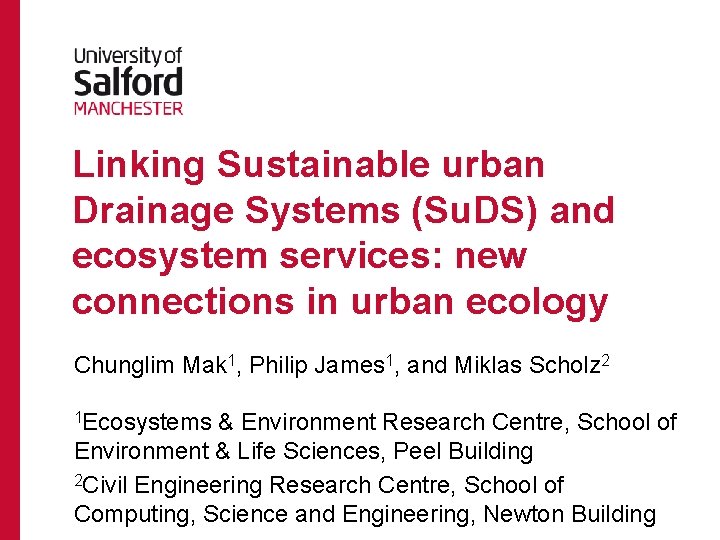 Linking Sustainable urban Drainage Systems (Su. DS) and ecosystem services: new connections in urban