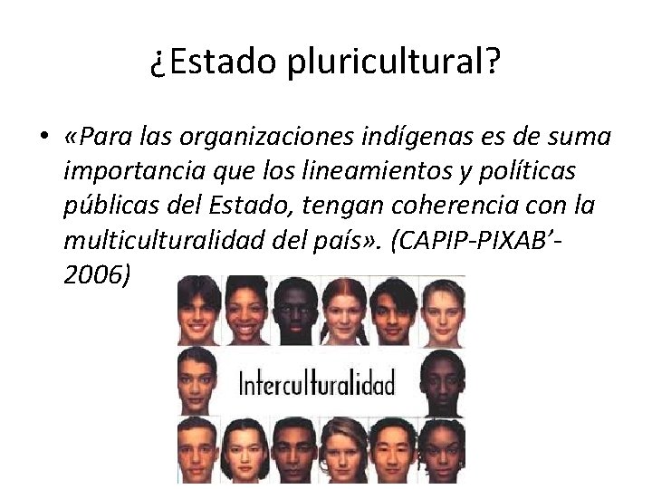 ¿Estado pluricultural? • «Para las organizaciones indígenas es de suma importancia que los lineamientos