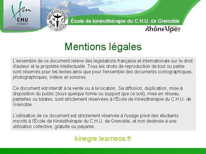 Mentions légales L'ensemble de ce document relève des législations française et internationale sur le
