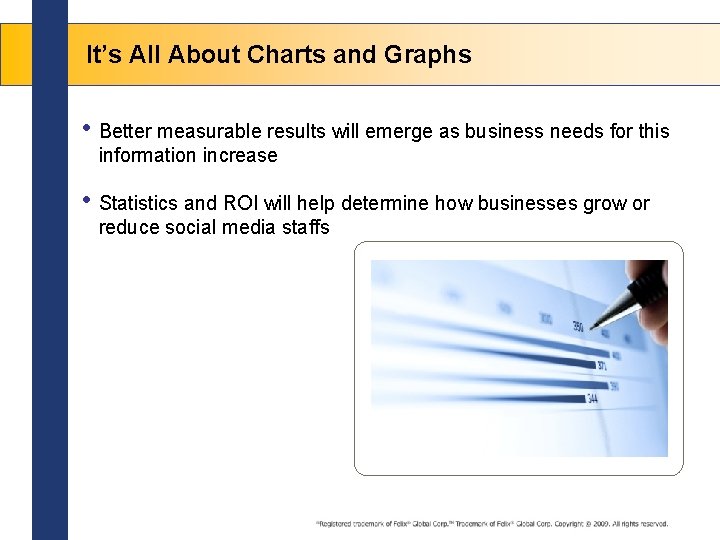 It’s All About Charts and Graphs • Better measurable results will emerge as business