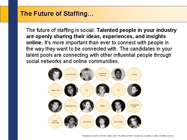 The Future of Staffing… The future of staffing is social. Talented people in your