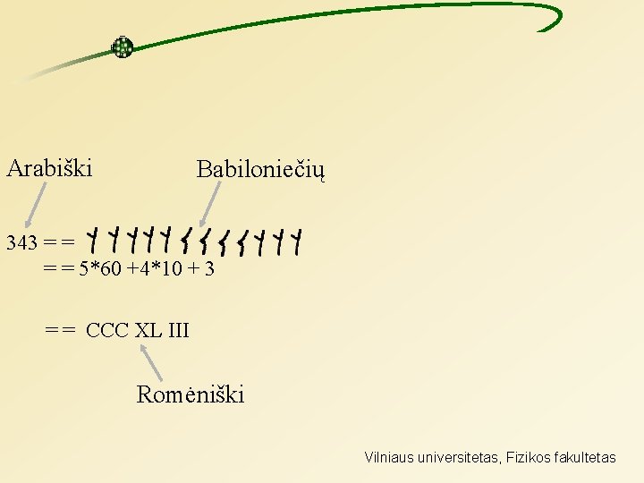 Arabiški Babiloniečių 343 = = 5*60 +4*10 + 3 = = CCC XL III