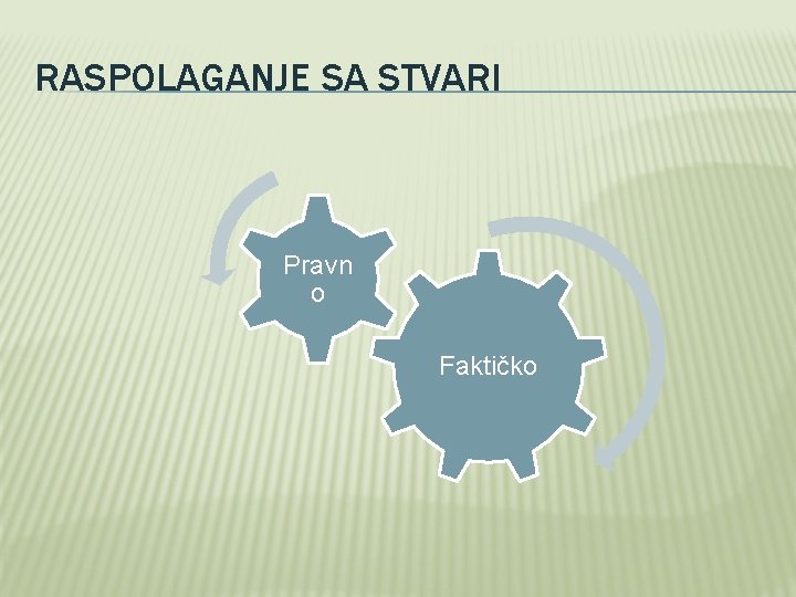 RASPOLAGANJE SA STVARI Pravn o Faktičko RASPOLAGANJE SA STVARI Pravn o Faktičko