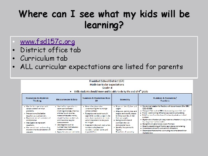 Where can I see what my kids will be learning? • • www. fsd