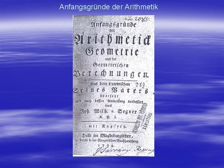 Anfangsgründe der Arithmetik 