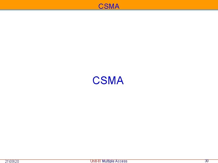 CSMA 21�920 Unit-III Multiple Access 30 