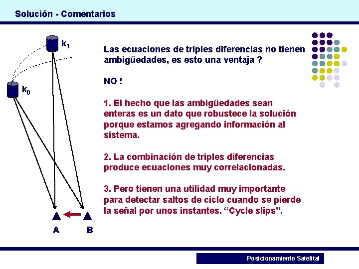 Solución - Comentarios k 1 Las ecuaciones de triples diferencias no tienen ambigüedades, es