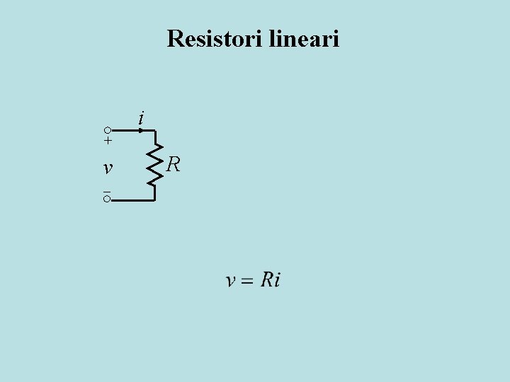 Resistori lineari i + v R 