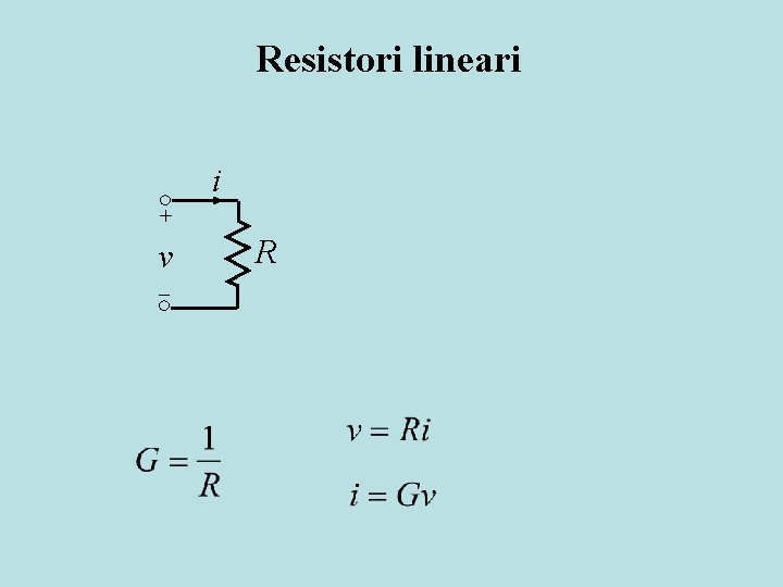 Resistori lineari i + v R 