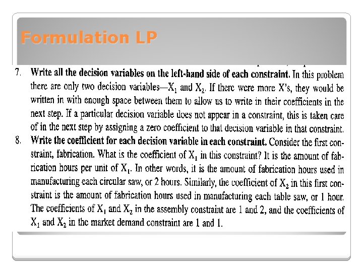 Formulation LP 