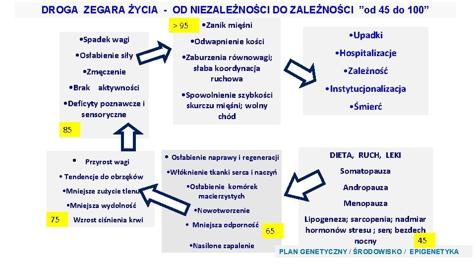 DROGA ZEGARA ŻYCIA - OD NIEZALEŻNOŚCI DO ZALEŻNOŚCI ”od 45 do 100” > 95