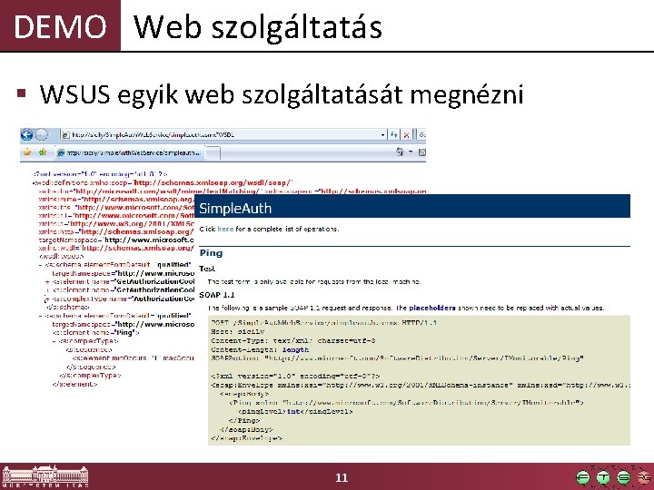 DEMO Web szolgáltatás WSUS egyik web szolgáltatását megnézni 11 