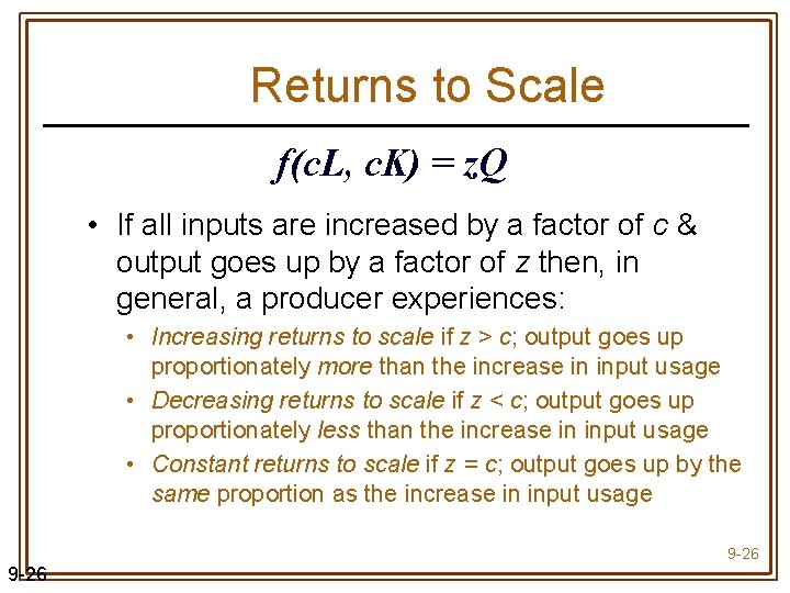 Chapter 9 Production And Cost In The Long