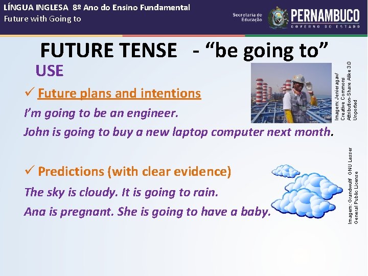 FUTURE TENSE - “be going to” USE ü Future plans and intentions Imagem: Jenieragav/
