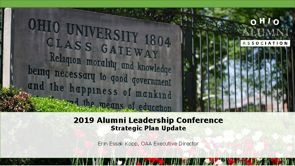 2019 Alumni Leadership Conference Strategic Plan Update Erin Essak Kopp, OAA Executive Director 