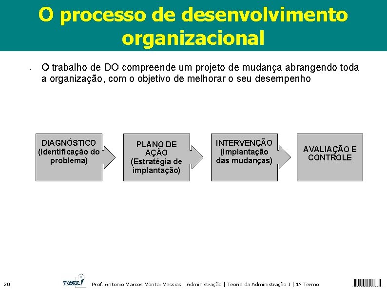O processo de desenvolvimento organizacional • O trabalho de DO compreende um projeto de