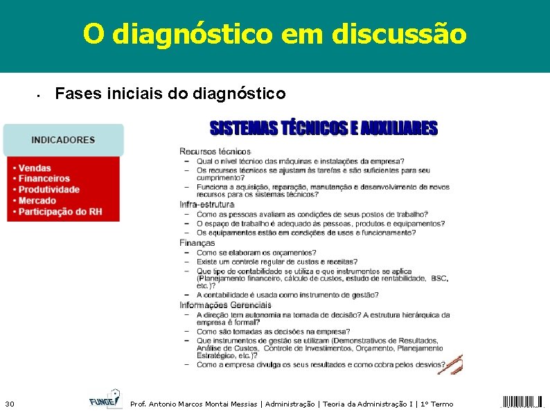 O diagnóstico em discussão • 30 Fases iniciais do diagnóstico Prof. Antonio Marcos Montai