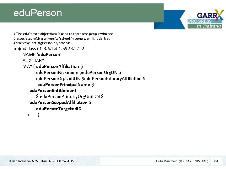 edu. Person # The edu. Person objectclass is used to represent people who are