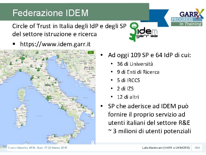 Federazione IDEM Circle of Trust in Italia degli Id. P e degli SP del