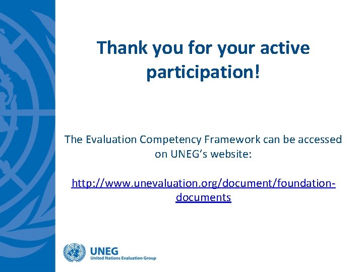 Thank you for your active participation! The Evaluation Competency Framework can be accessed on