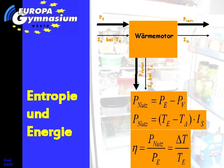 PE Entropie und Energie Snei 2005 IS bei TA Wärmemotor PVerlust IS bei TE PE Entropie und Energie Snei 2005 IS bei TA Wärmemotor PVerlust IS bei TE