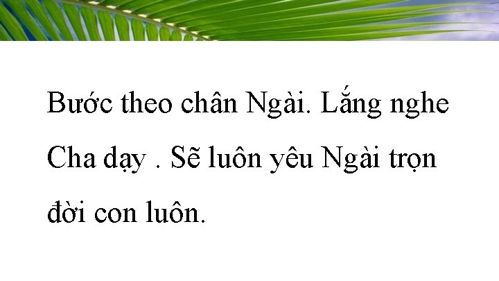 Bước theo chân Ngài. Lắng nghe Cha dạy. Sẽ luôn yêu Ngài trọn đời