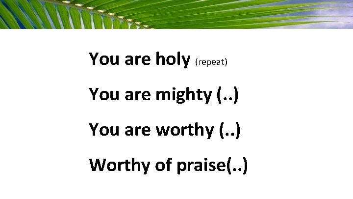 You are holy (repeat) You are mighty (. . ) You are worthy (.