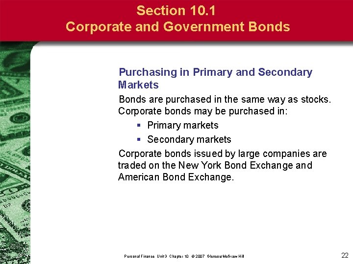 Section 10. 1 Corporate and Government Bonds Purchasing in Primary and Secondary Markets Bonds