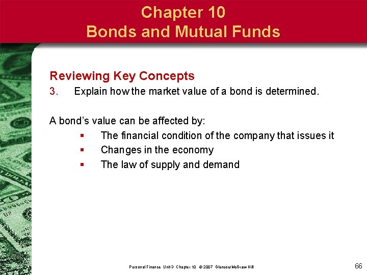 Chapter 10 Bonds and Mutual Funds Reviewing Key Concepts 3. Explain how the market