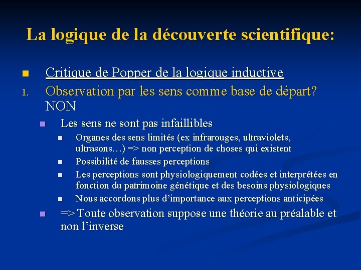La logique de la découverte scientifique: n 1. Critique de Popper de la logique