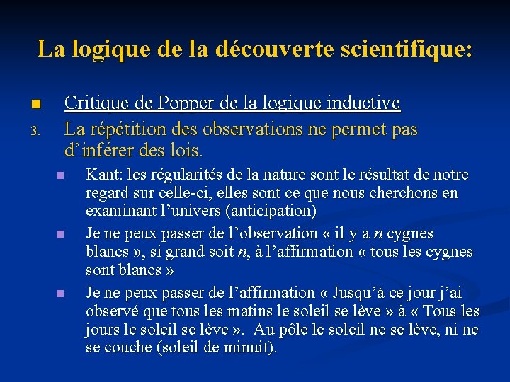 La logique de la découverte scientifique: n 3. Critique de Popper de la logique