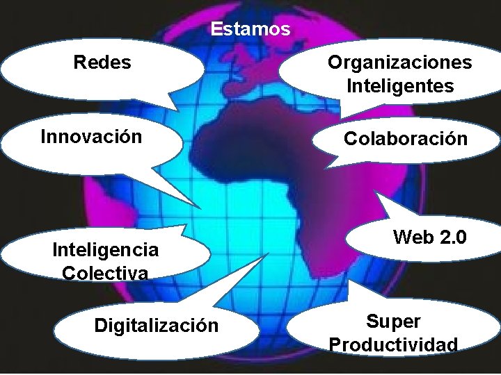 Estamos Redes Organizaciones Inteligentes Innovación Colaboración Inteligencia Colectiva Digitalización Intelli. Banks, e-Ecosystems y Empower.