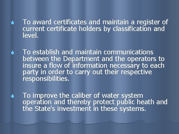  To award certificates and maintain a register of current certificate holders by classification