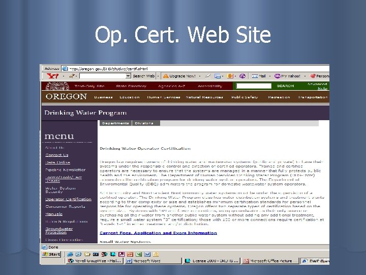 Op. Cert. Web Site 