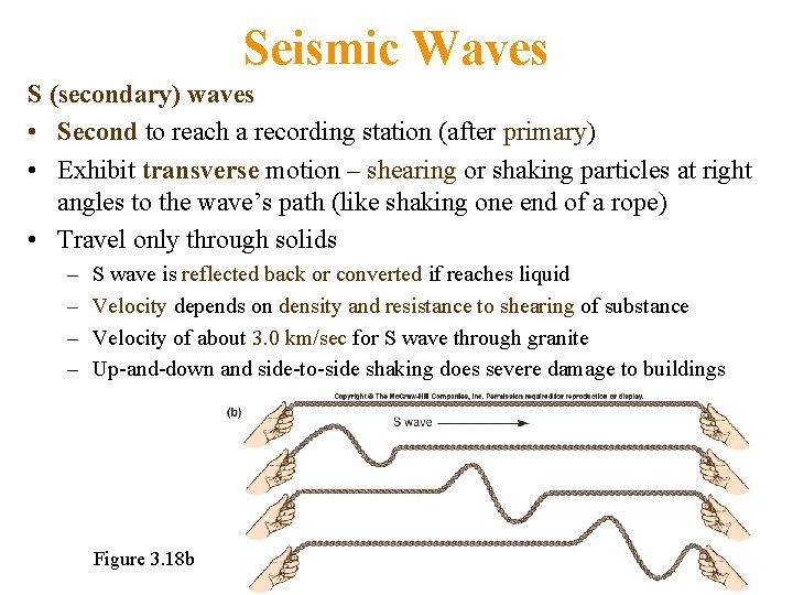 Seismic Waves S (secondary) waves • Second to reach a recording station (after primary)