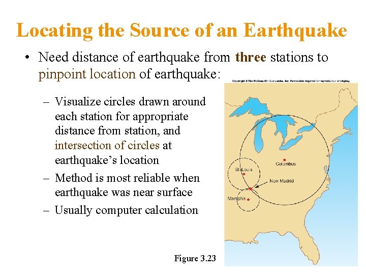 Locating the Source of an Earthquake • Need distance of earthquake from three stations