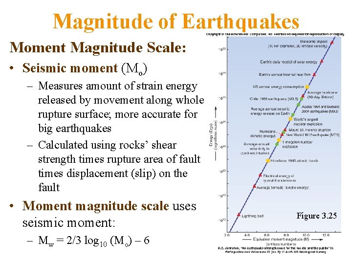 Magnitude of Earthquakes Moment Magnitude Scale: • Seismic moment (Mo) – Measures amount of