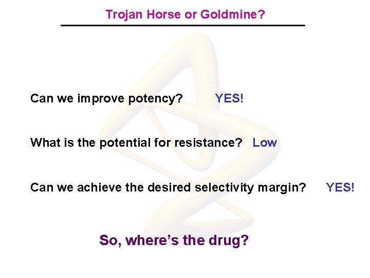 Trojan Horse or Goldmine? Can we improve potency? YES! What is the potential for