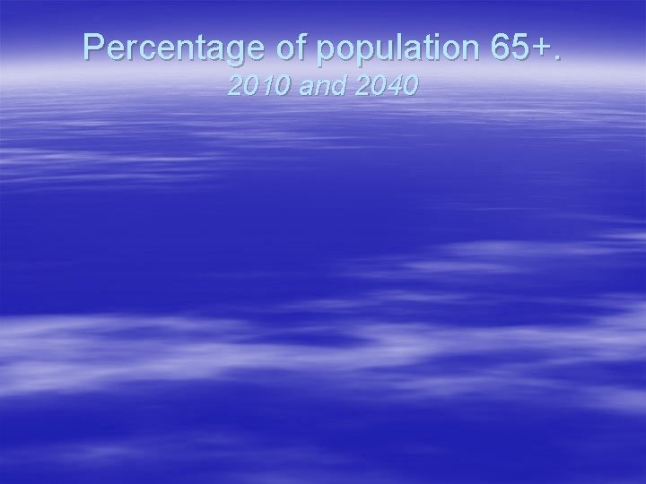 Percentage of population 65+. 2010 and 2040 