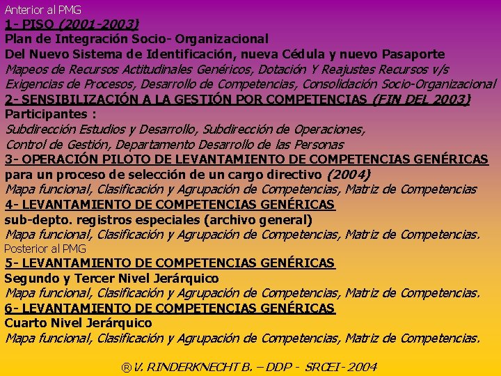 Anterior al PMG 1 - PISO (2001 -2003) Plan de Integración Socio- Organizacional Del